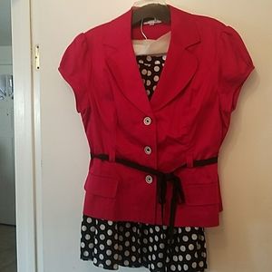 Red top with oil a for skirt